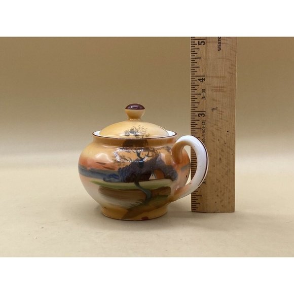 Noritake Morimura Hand Painted Lidded Mustard Tree & House Scene - Picture 7 of 12